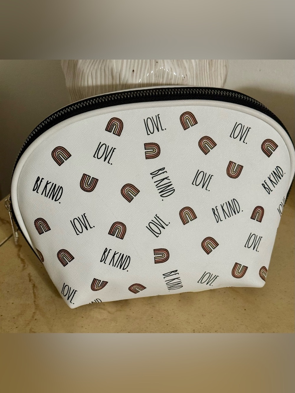 Rae Dunn Love/Be Kind Cosmetics Pouch NWOT